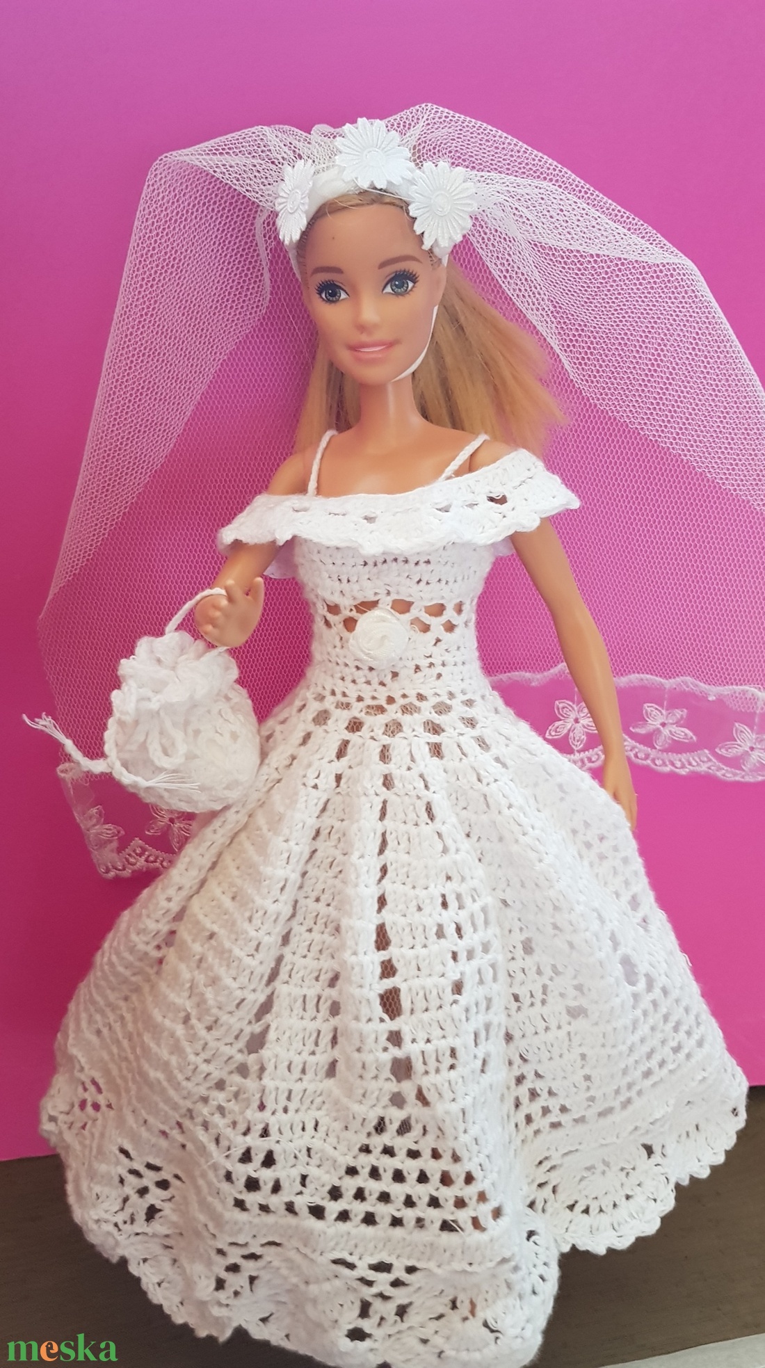 Barbie menyasszonyi ruha horgolt - játék & sport - baba & babaház - babaruha, babakellék - Meska.hu