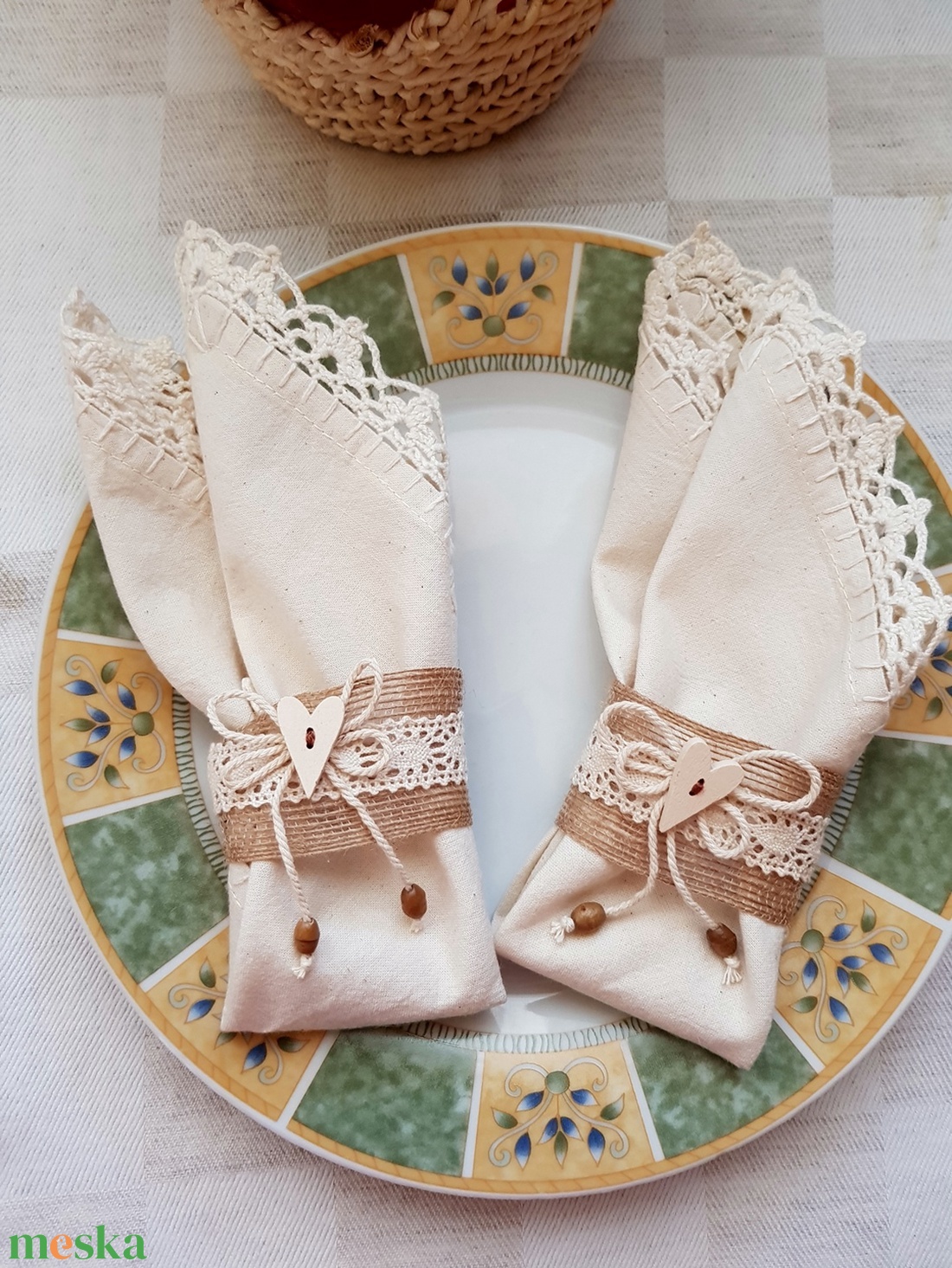 Rusztikus pamutvászon szalvéta horgolt szegéllyel, szalvétagyűrűvel - otthon & életmód - konyhafelszerelés, tálalás - konyhai textil - szalvéta - Meska.hu Rusztikus pamutvászon szalvéta horgolt szegéllyel, szalvétagyűrűvel - otthon & életmód - konyhafelszerelés, tálalás - konyhai textil - szalvéta - Meska.hu