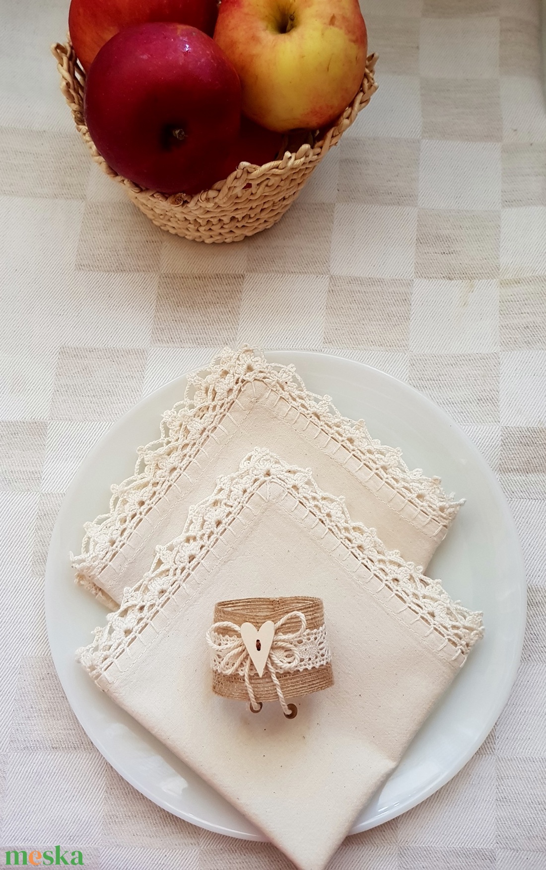 Rusztikus pamutvászon szalvéta horgolt szegéllyel, szalvétagyűrűvel - otthon & életmód - konyhafelszerelés, tálalás - konyhai textil - szalvéta - Meska.hu Rusztikus pamutvászon szalvéta horgolt szegéllyel, szalvétagyűrűvel - otthon & életmód - konyhafelszerelés, tálalás - konyhai textil - szalvéta - Meska.hu