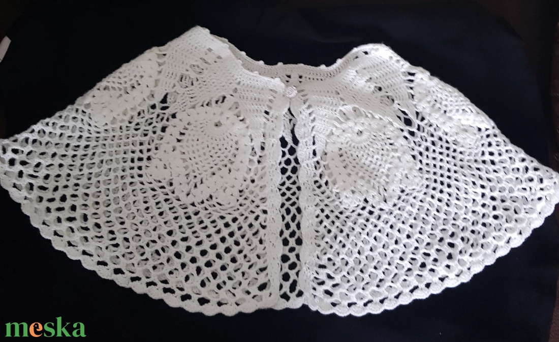 Horgolt fehér boleró/körgallér/válltakaró - esküvő - kiegészítők - bolero és válltakaró - Meska.hu