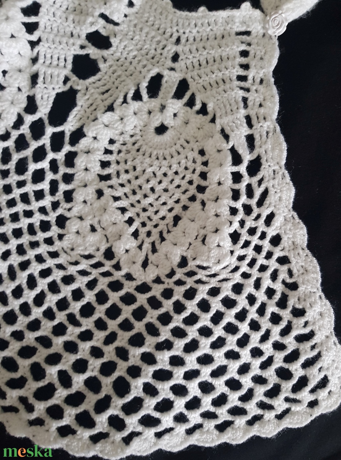 Horgolt fehér boleró/körgallér/válltakaró - esküvő - kiegészítők - bolero és válltakaró - Meska.hu