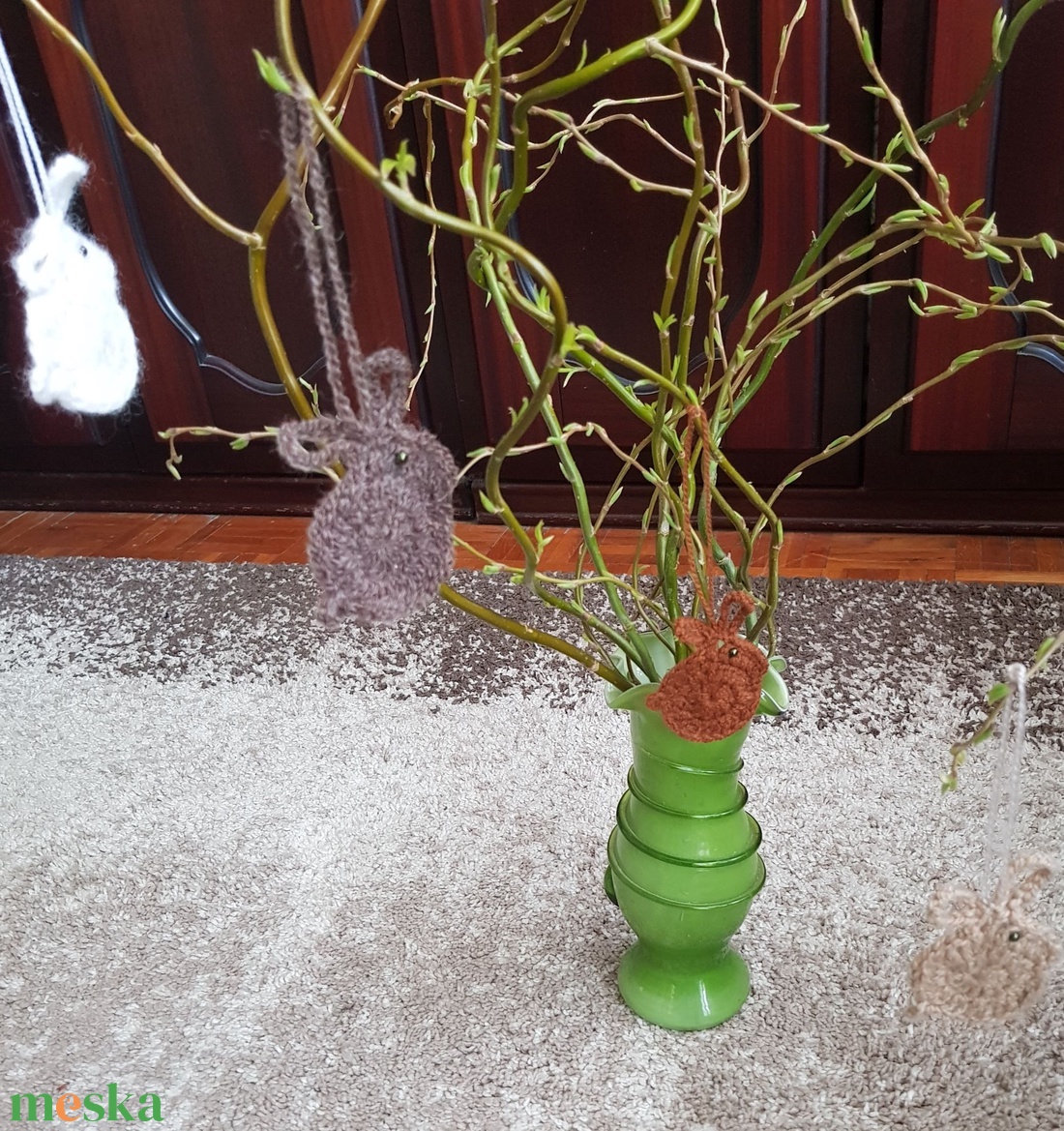 Horgolt nyuszik többféle színben - otthon & életmód - dekoráció - fali és függő dekoráció - függődísz - Meska.hu