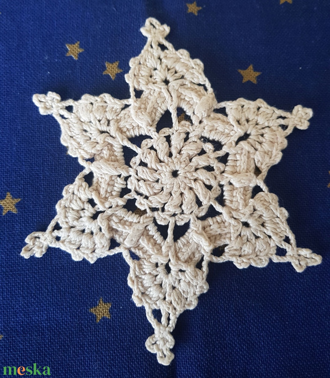 Karácsonyfadísz/hópehely/ajándékkísérő, rusztikus, nagy,  ekrü színű - karácsony - karácsonyi lakásdekoráció - karácsonyfadíszek - Meska.hu