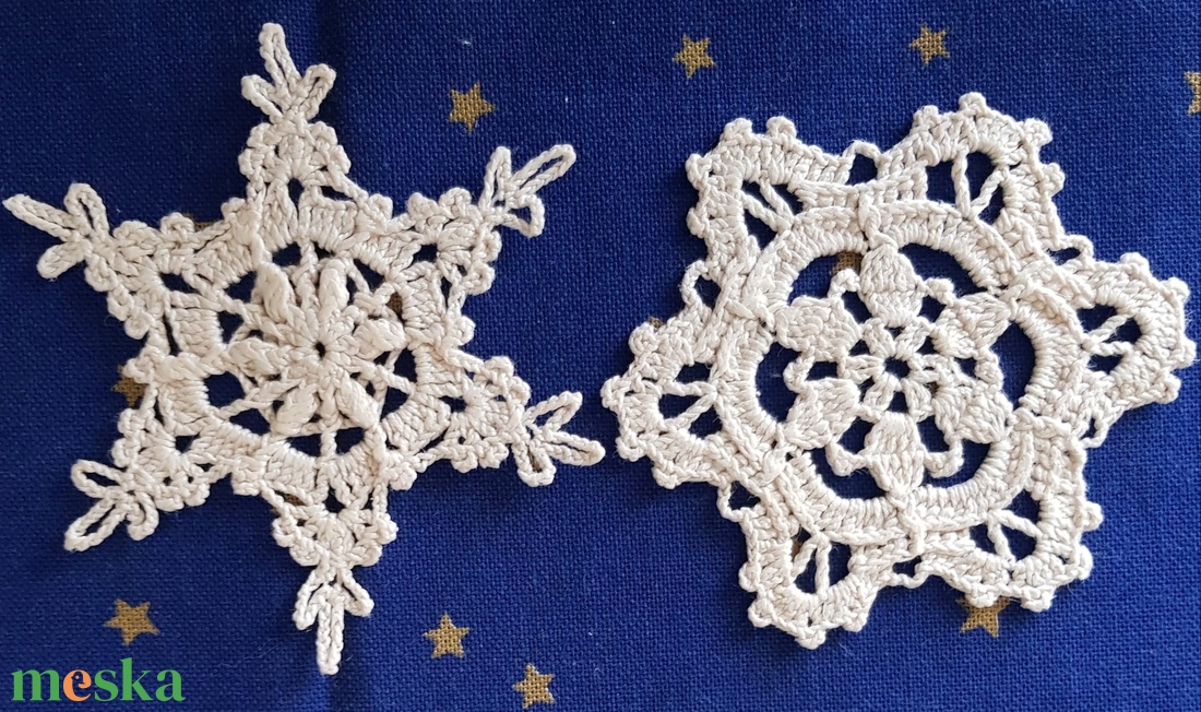 Karácsonyfadísz/hópehely/ajándékkísérő, rusztikus, nagy,  ekrü színű - karácsony - karácsonyi lakásdekoráció - karácsonyfadíszek - Meska.hu