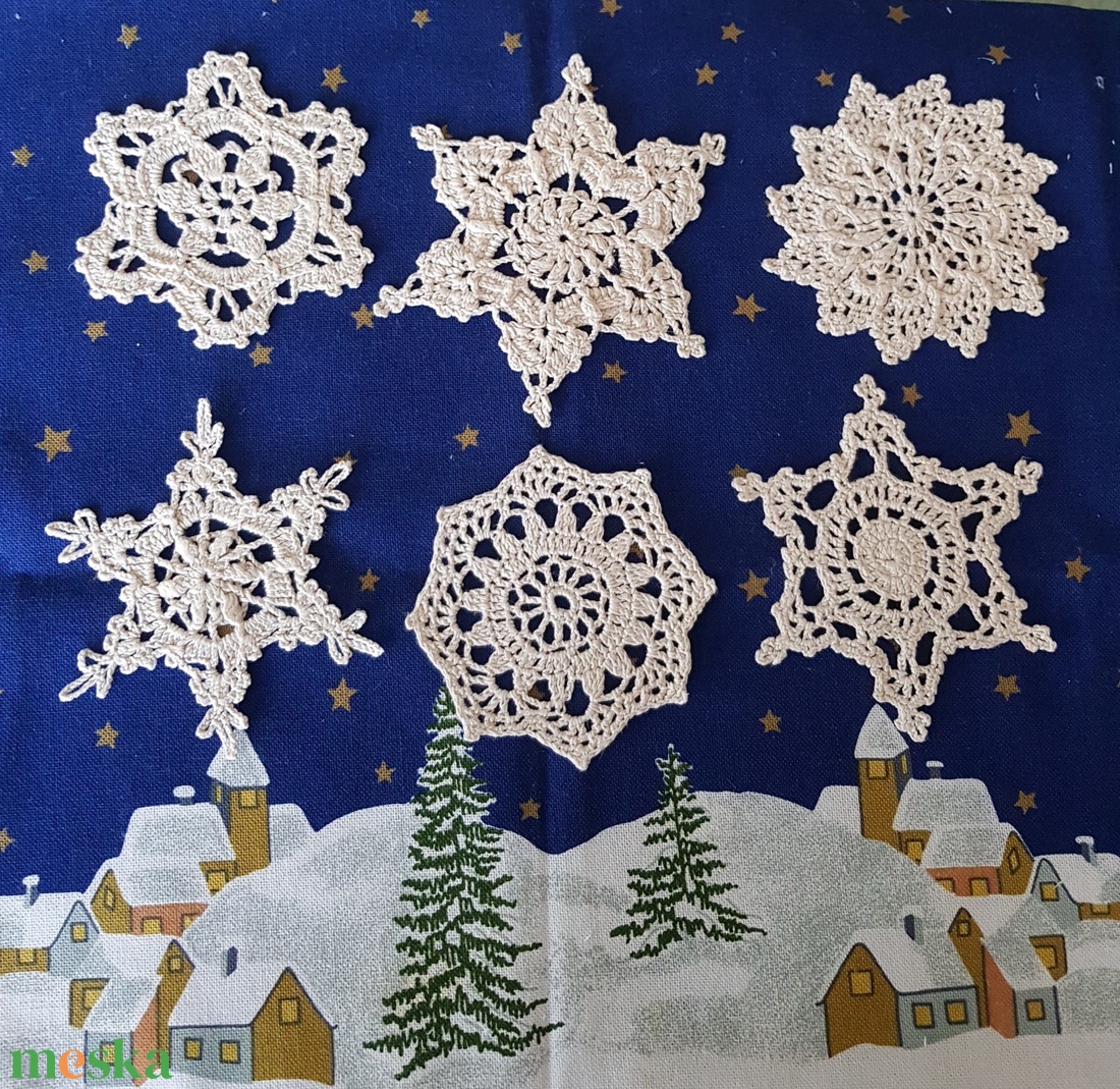 Karácsonyfadísz/hópehely/ajándékkísérő, rusztikus, nagy,  ekrü színű - karácsony - karácsonyi lakásdekoráció - karácsonyfadíszek - Meska.hu