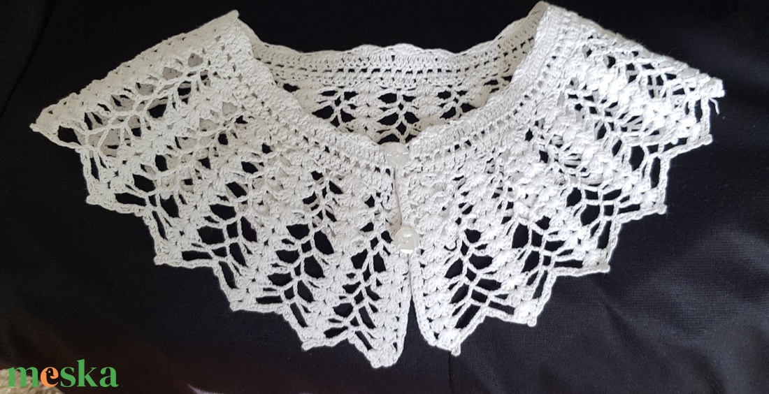 Horgolt fehér csipkegallér - ékszer - nyaklánc - nyakpánt, gallér - Meska.hu