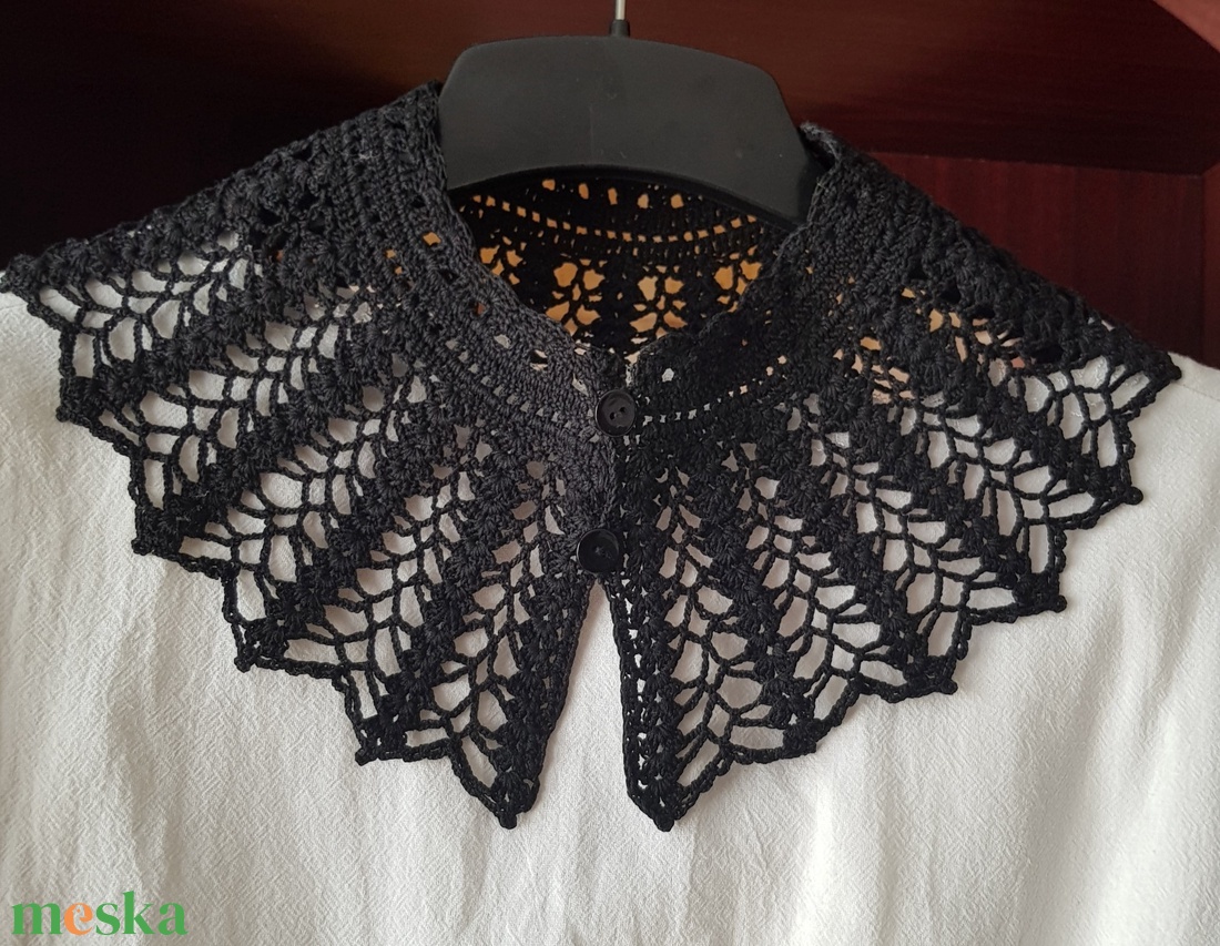 Horgolt fekete csipkegallér - ékszer - nyaklánc - nyakpánt, gallér - Meska.hu
