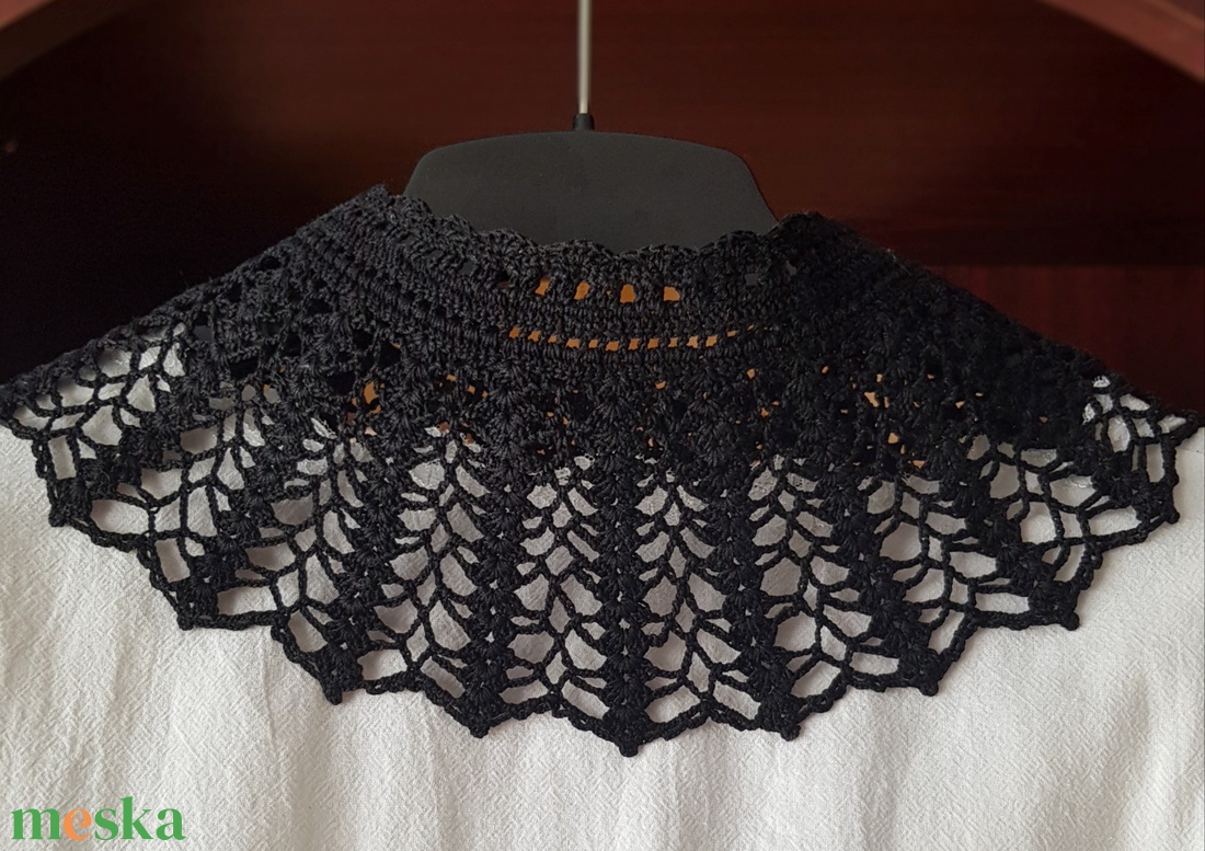 Horgolt fekete csipkegallér - ékszer - nyaklánc - nyakpánt, gallér - Meska.hu