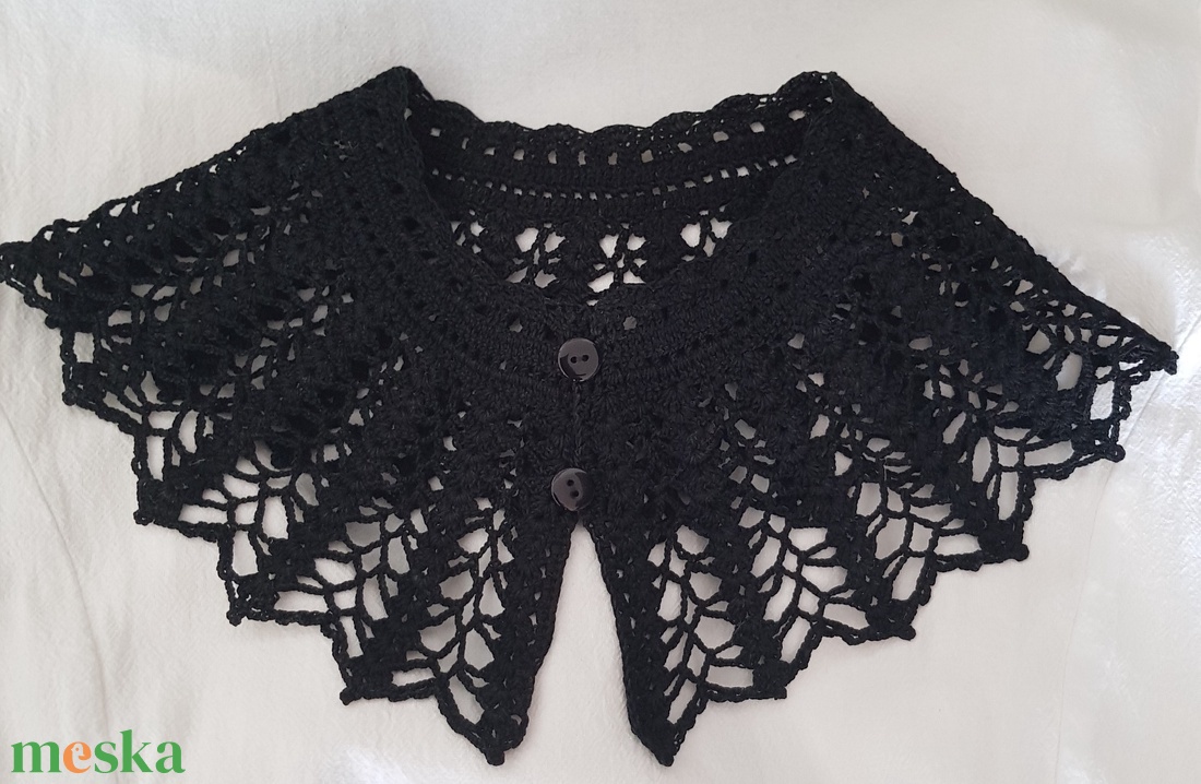 Horgolt fekete csipkegallér - ékszer - nyaklánc - nyakpánt, gallér - Meska.hu