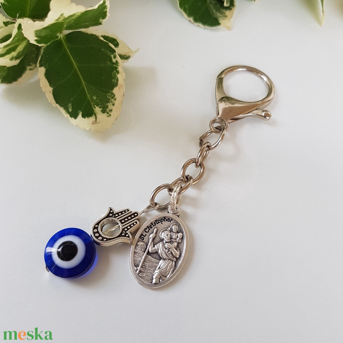 Utazók amulettje - Szent Kristóf, védőszem és Fatima keze talizmánnal - táska & tok - kulcstartó & táskadísz - kulcstartó - Meska.hu Utazók amulettje - Szent Kristóf, védőszem és Fatima keze talizmánnal - táska & tok - kulcstartó & táskadísz - kulcstartó - Meska.hu