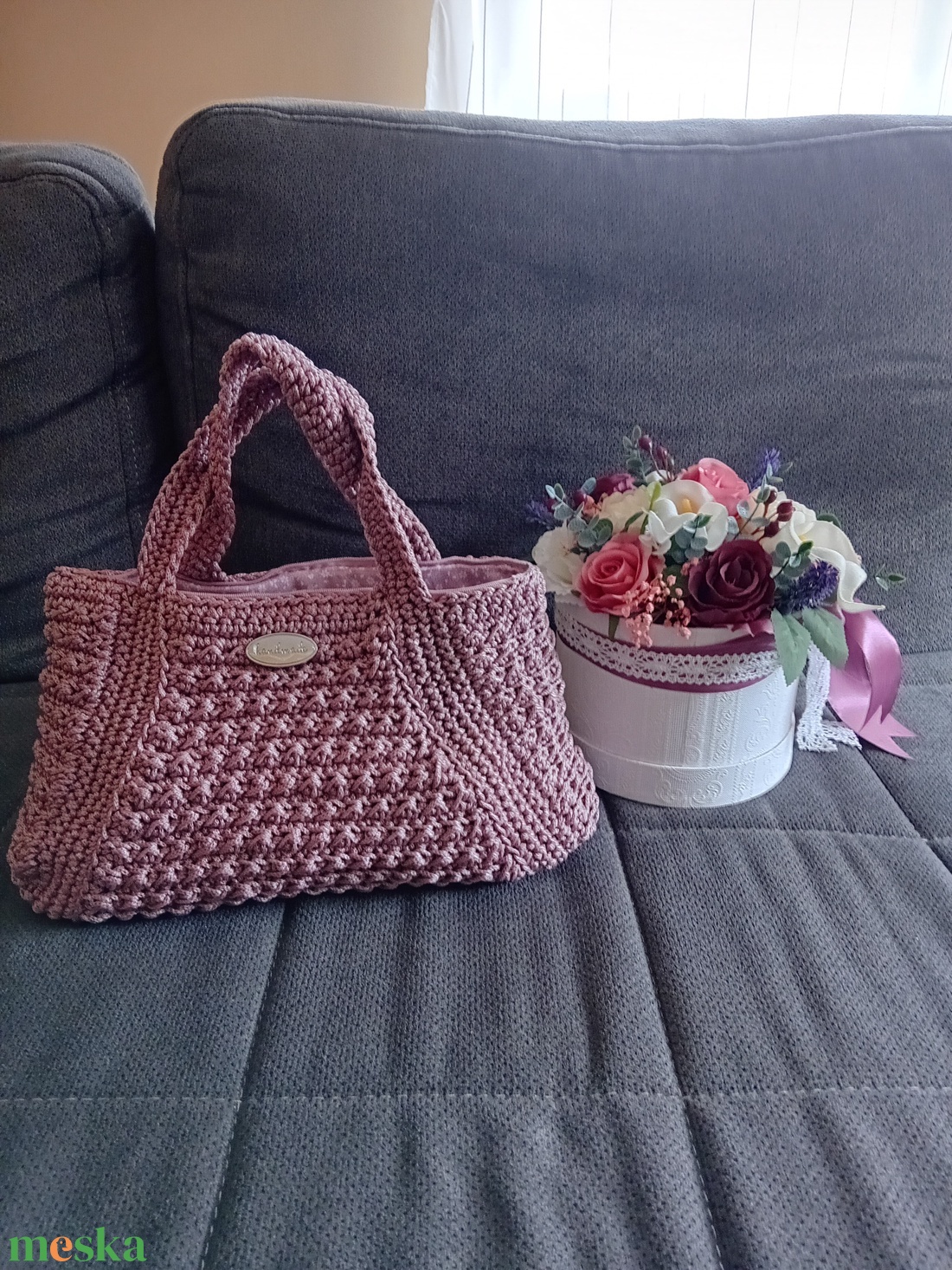 Polieszter zsinórfonalból horgolt kis válltáska - táska & tok - kézitáska & válltáska - alkalmi táska - Meska.hu