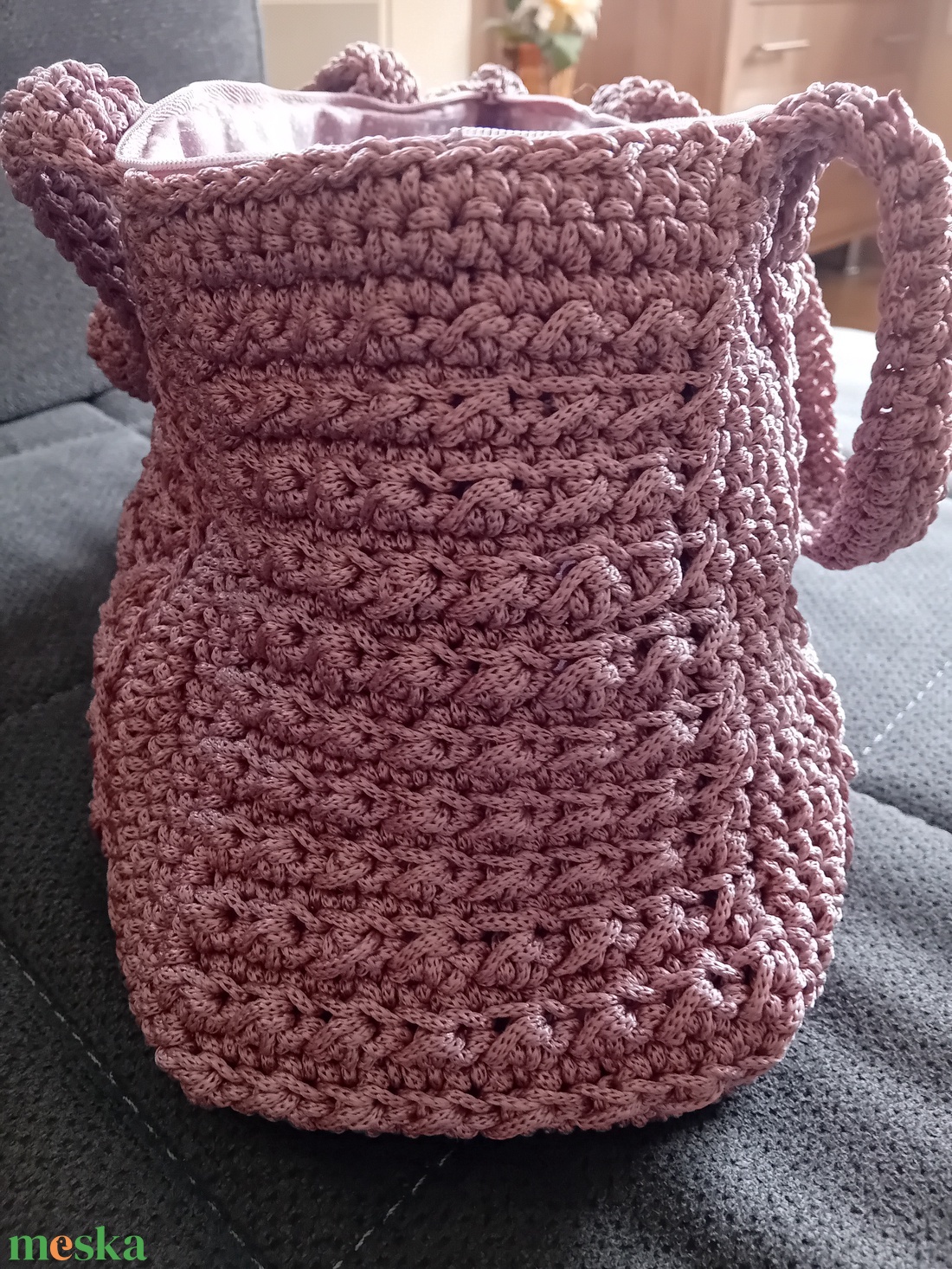 Polieszter zsinórfonalból horgolt kis válltáska - táska & tok - kézitáska & válltáska - alkalmi táska - Meska.hu