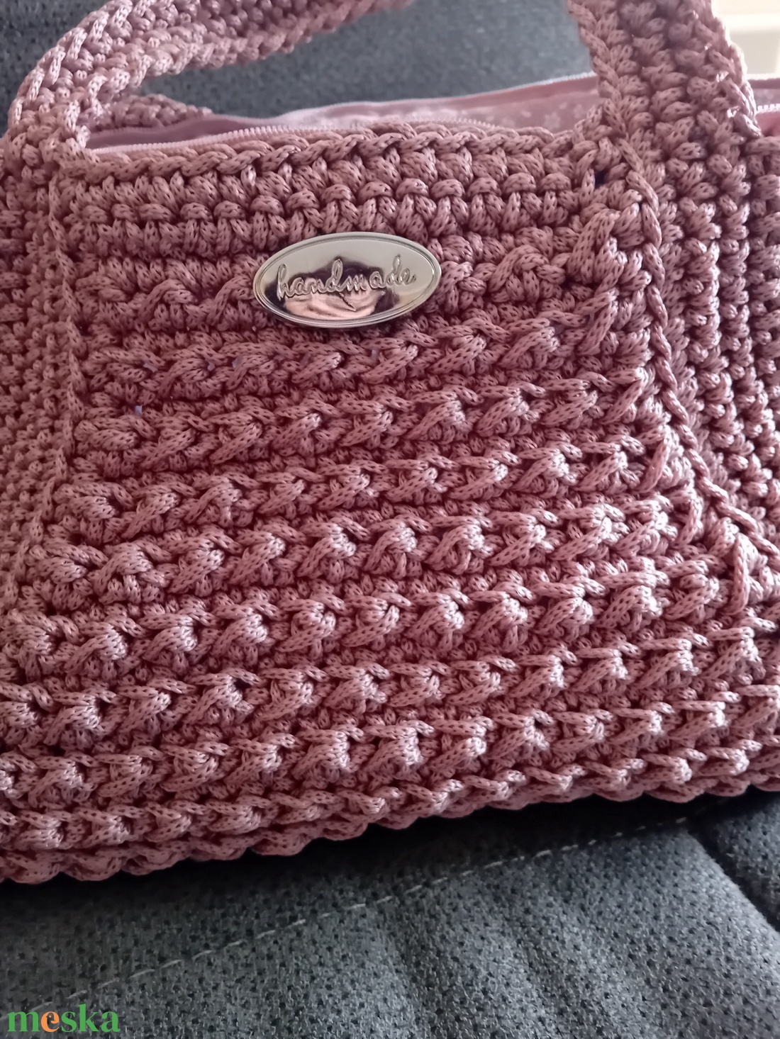 Polieszter zsinórfonalból horgolt kis válltáska - táska & tok - kézitáska & válltáska - alkalmi táska - Meska.hu