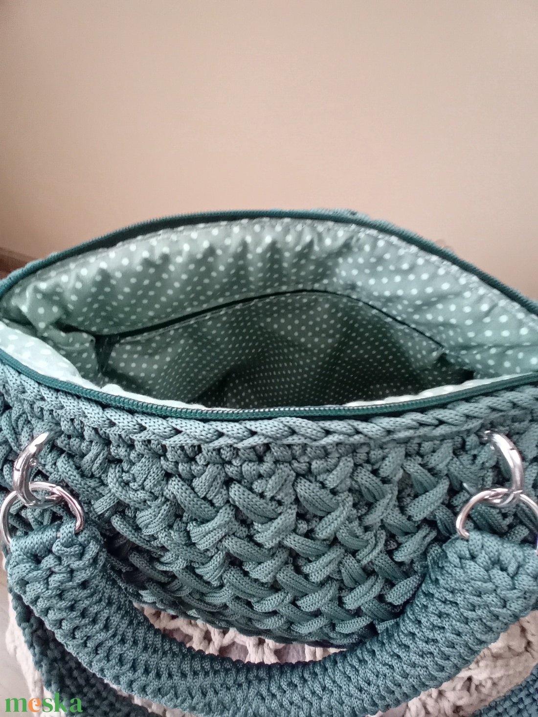 Polieszter zsinórfonalból horgolt kézi és válltáska is válltáska - táska & tok - kézitáska & válltáska - alkalmi táska - Meska.hu