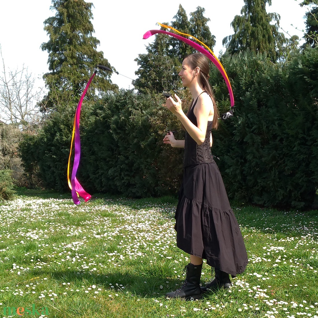 Kézműves Meteor / Poi cserélhető szalagos  (150cm-es magasságtól) - játék & sport - készségfejlesztő és logikai játék - montessori szivárvány, waldorf játékok - Meska.hu