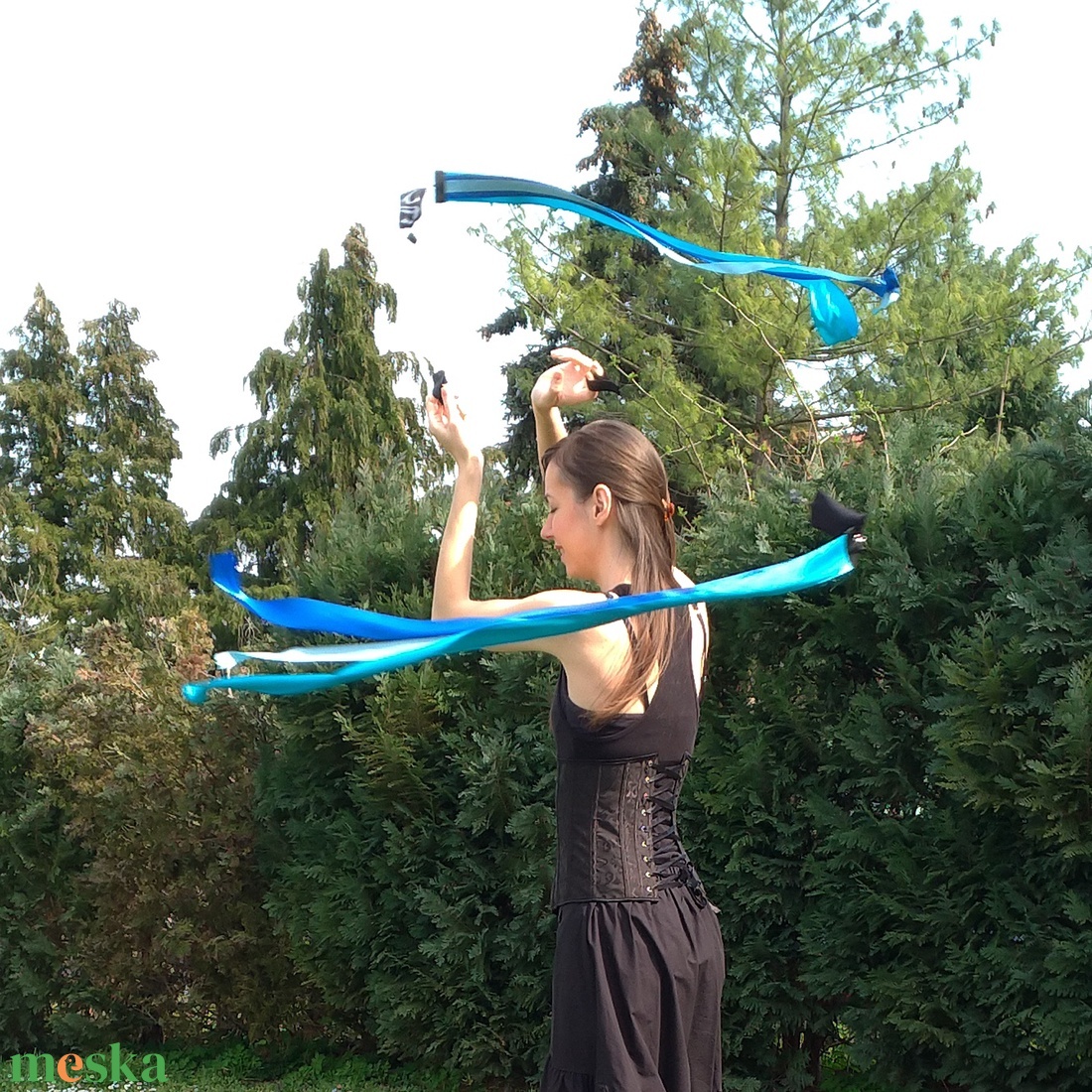 Kézműves Meteor/ Poi cserélhető szalagos  (150cm-es magasságtól) - játék & sport - készségfejlesztő és logikai játék - montessori szivárvány, waldorf játékok - Meska.hu