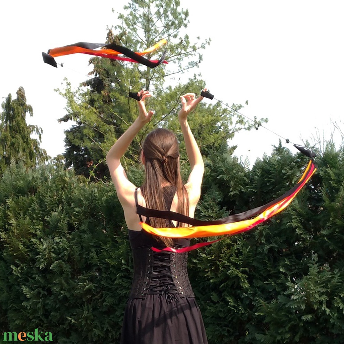 Kézműves Meteor/ Poi cserélhető szalagos  (150cm-es magasságtól) - játék & sport - készségfejlesztő és logikai játék - montessori szivárvány, waldorf játékok - Meska.hu