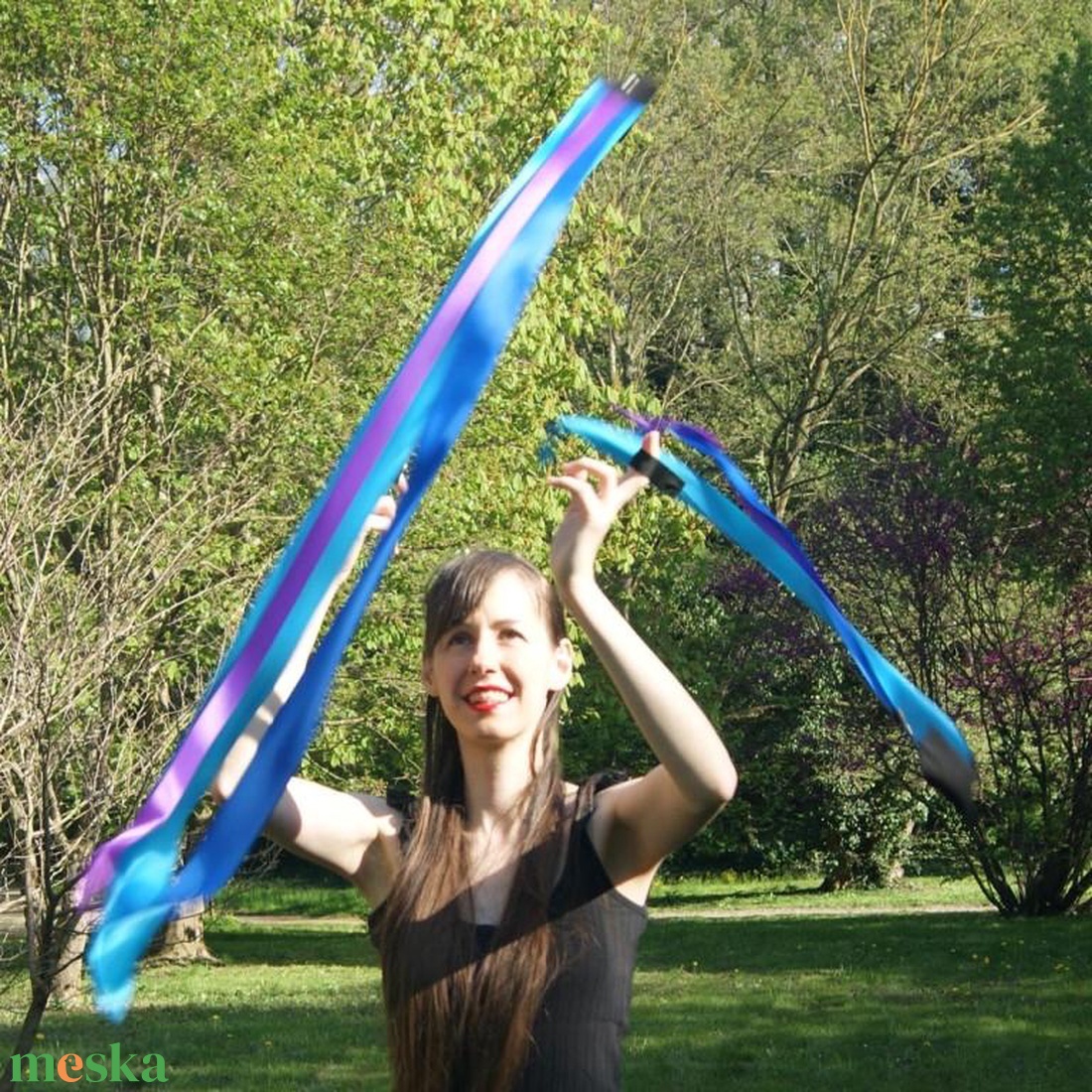 Kézműves Meteor/ Poi cserélhető szalagos  (150cm-es magasságtól) - játék & sport - készségfejlesztő és logikai játék - montessori szivárvány, waldorf játékok - Meska.hu