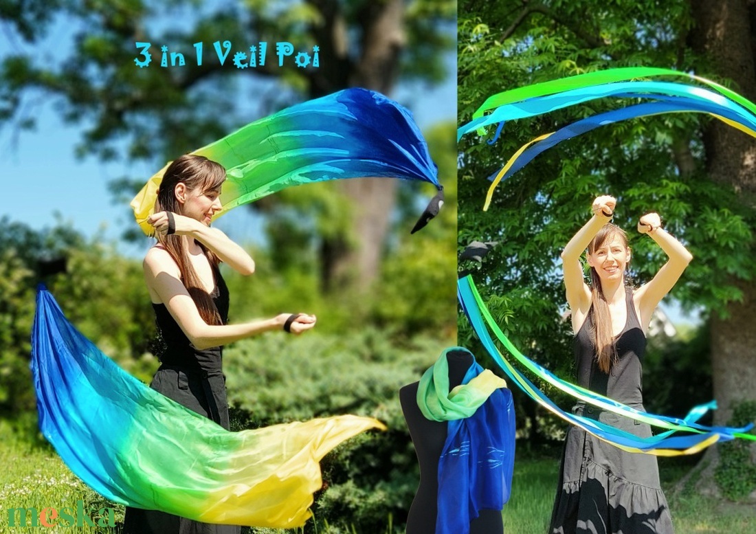 EXTRASZÉLES Veil poi 3 az 1-ben Olyan, akár az óceán - játék & sport - készségfejlesztő és logikai játék - montessori szivárvány, waldorf játékok - Meska.hu