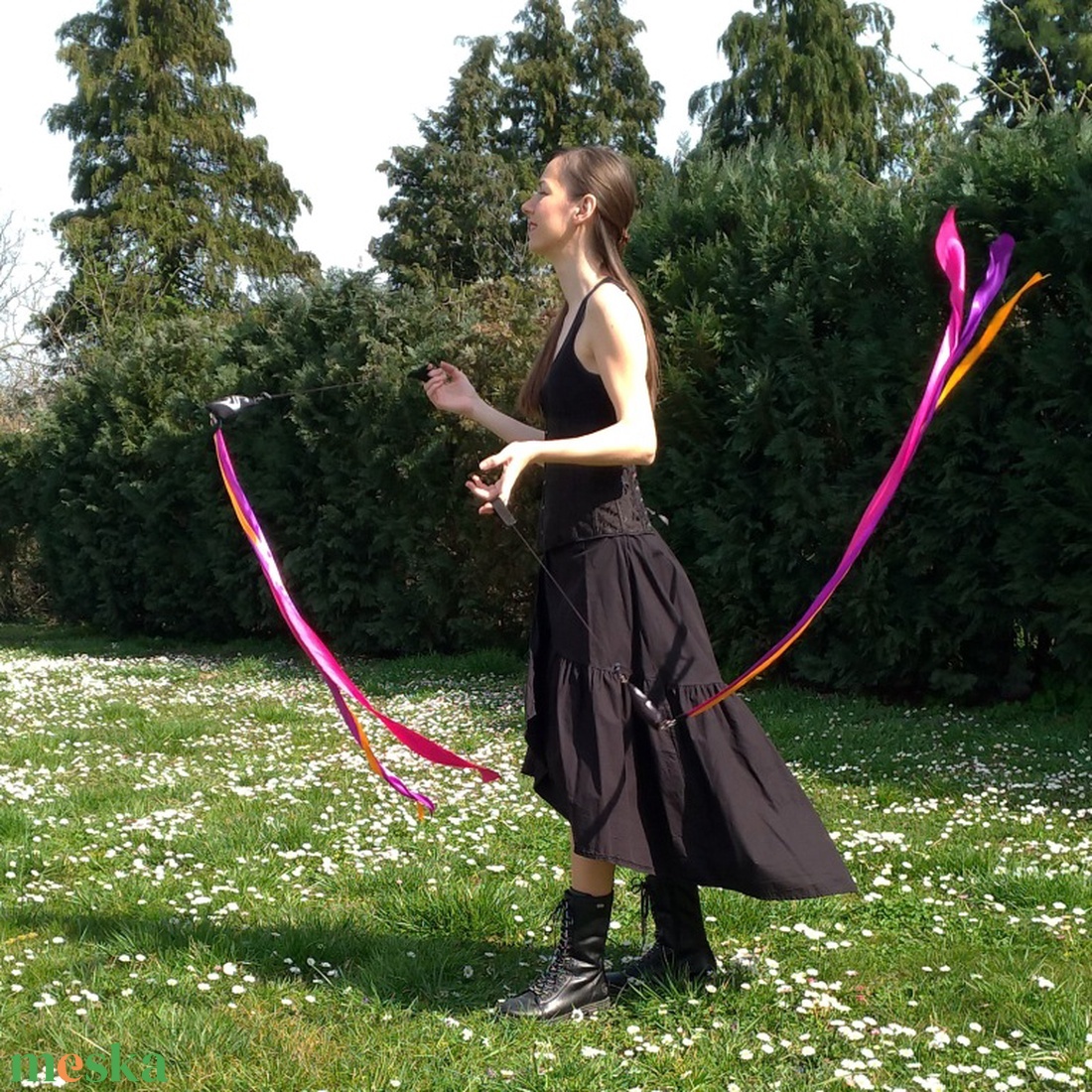 Kézműves Meteor/ Poi cserélhető szalagos  (150cm-es magasságtól) - játék & sport - készségfejlesztő és logikai játék - montessori szivárvány, waldorf játékok - Meska.hu