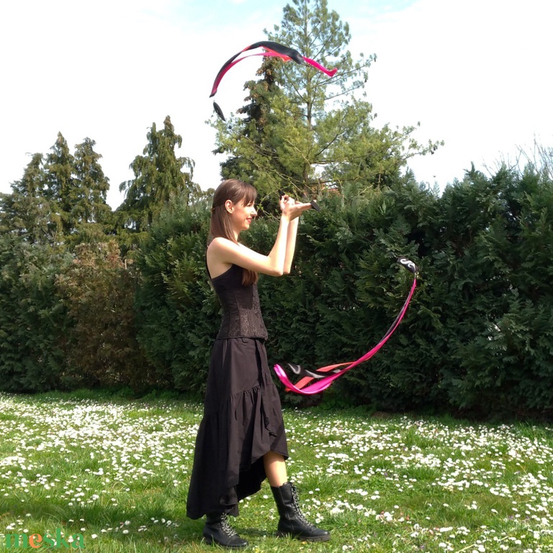 Kézműves Meteor/ Poi cserélhető szalagos  (130cm-es magasságtól) - játék & sport - készségfejlesztő és logikai játék - montessori szivárvány, waldorf játékok - Meska.hu