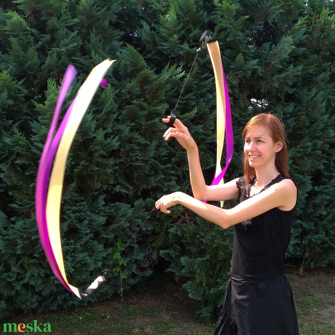 Kézműves Meteor/ Poi cserélhető szalagos (130cm magasságtól) - baba - mama - baba játékok - waldorf játékok - Meska.hu