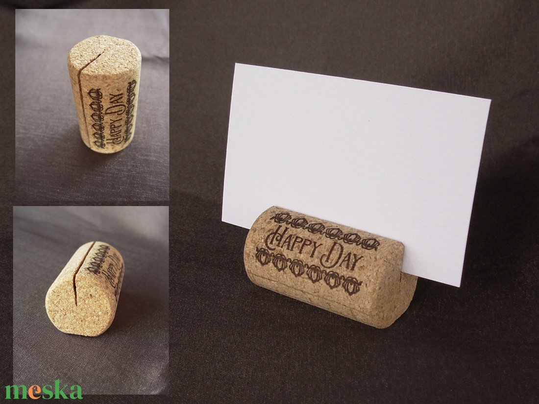 tartó ültetőkártyához parafadugóból - esküvő - dekoráció - asztaldísz - Meska.hu