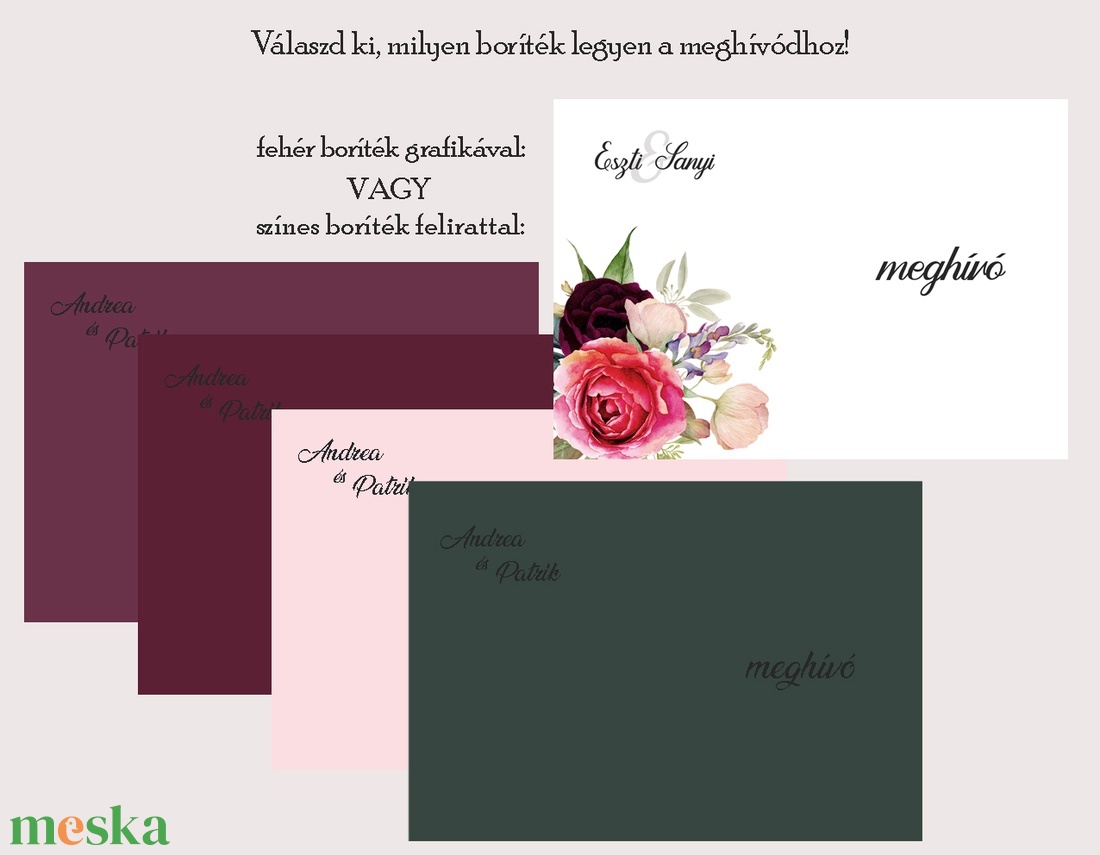 Esküvői meghívó bohó virágözön kör alakban - esküvő - meghívó & kártya - meghívó - Meska.hu