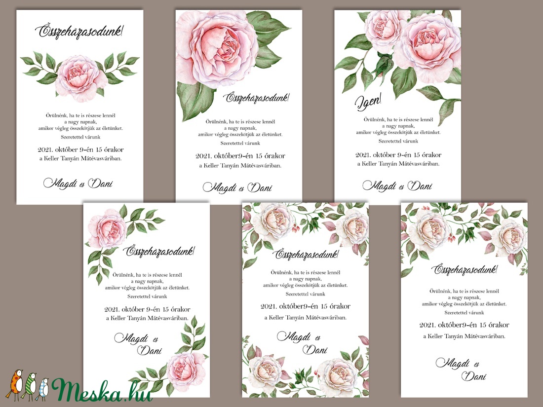 Esküvői meghívó festett rózsával - esküvő - meghívó & kártya - meghívó - Meska.hu