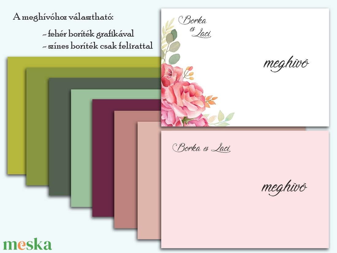 Esküvői meghívó körben színpompás virágokkal - esküvő - meghívó & kártya - meghívó - Meska.hu