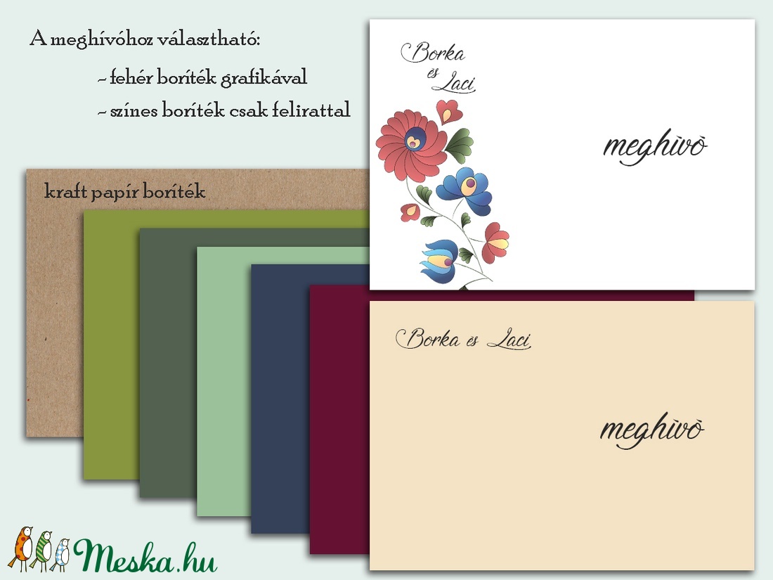 Esküvői meghívó matyó minta - esküvő - meghívó & kártya - meghívó - Meska.hu