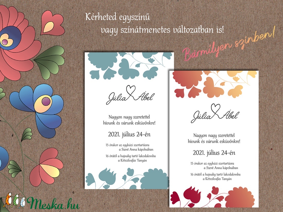 Esküvői meghívó matyó minta - esküvő - meghívó & kártya - meghívó - Meska.hu