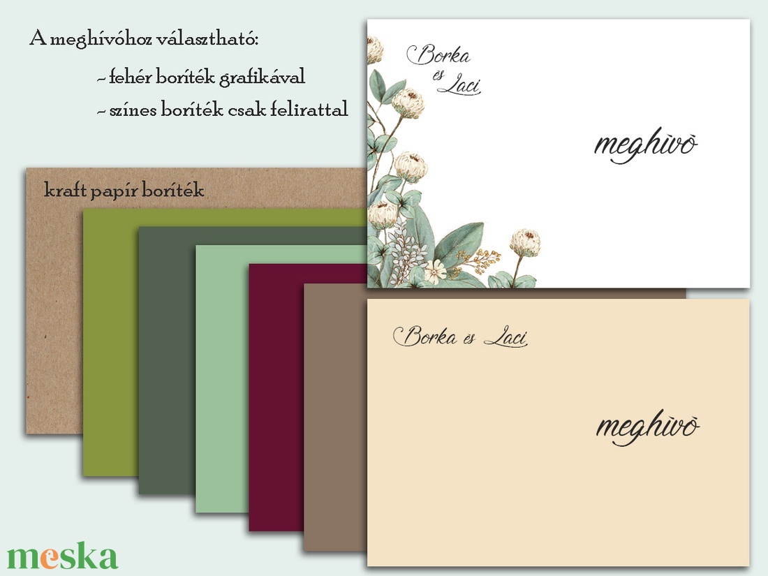 Esküvői meghívó pasztelkréta virágokkal - esküvő - meghívó & kártya - meghívó - Meska.hu