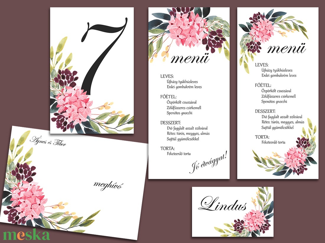 Esküvői meghívó tarka virág bokréta - esküvő - meghívó & kártya - meghívó - Meska.hu