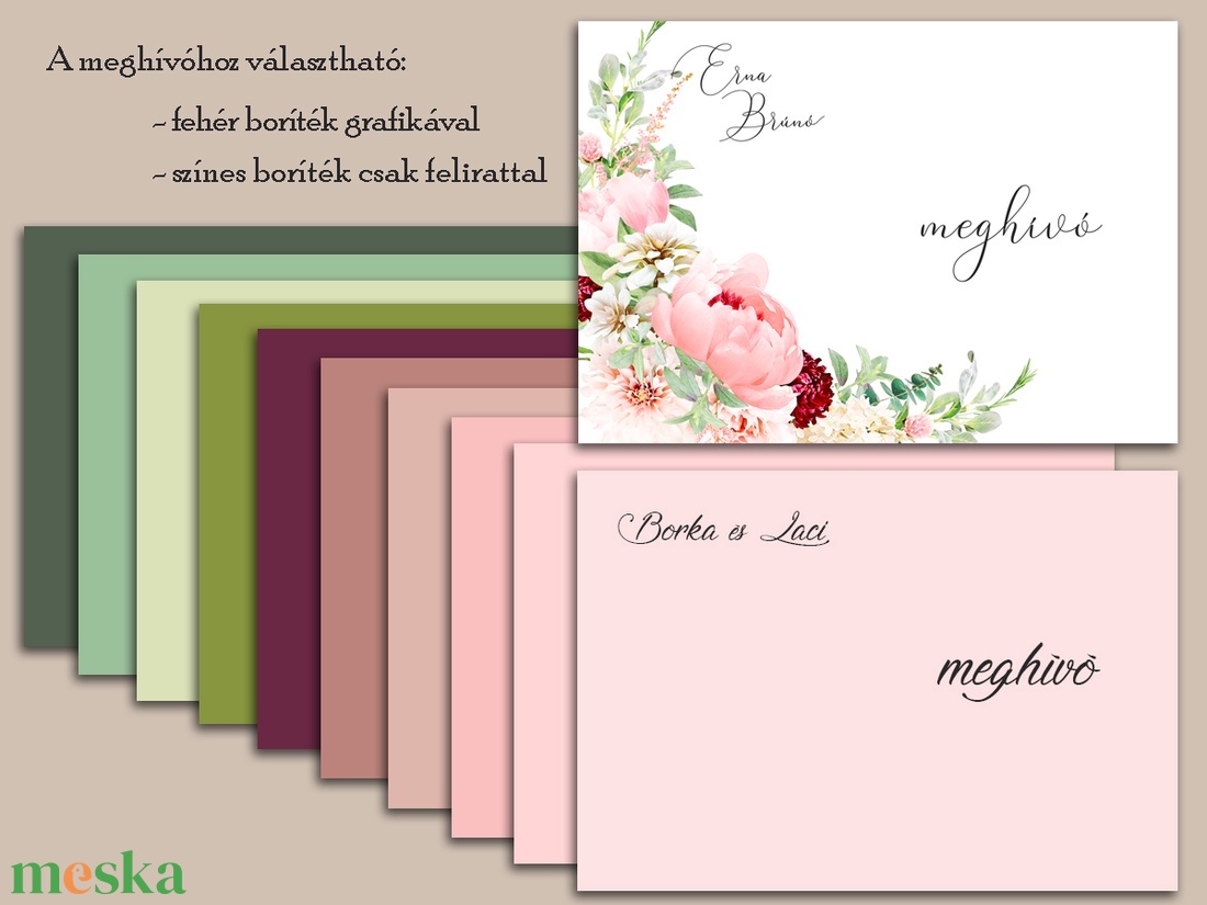 Esküvői meghívó tavaszi virágok - esküvő - meghívó & kártya - meghívó - Meska.hu