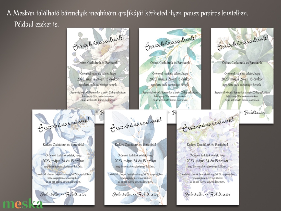 Pausz esküvői meghívó eukaliptusz ágakkal - esküvő - meghívó & kártya - meghívó - Meska.hu