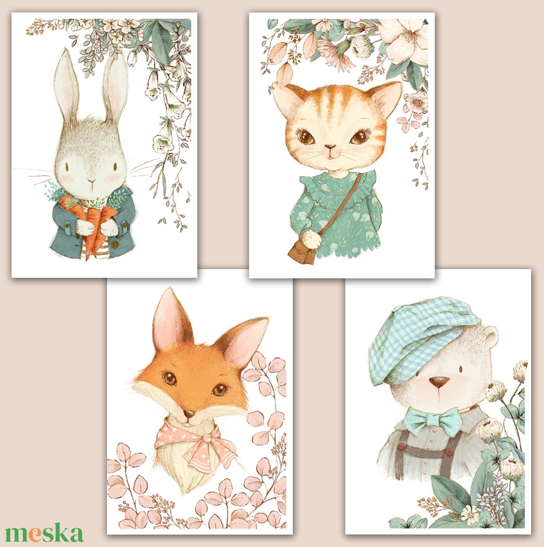 Állatkák - képsorozat gyerekeknek - otthon & életmód - babaszoba, gyerekszoba - babaszoba kép - Meska.hu