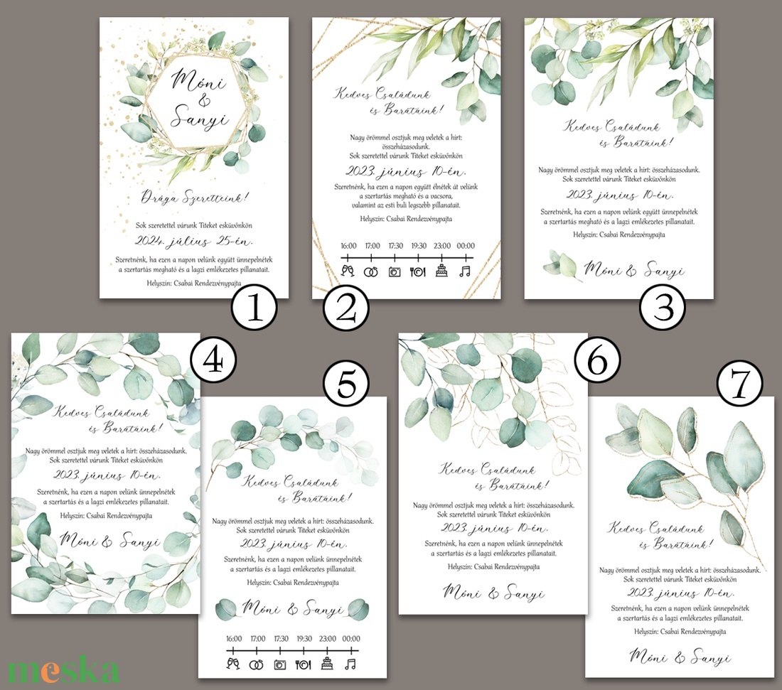 Esküvői meghívó nagy greenery eukaliptusz ág - esküvő - meghívó & kártya - meghívó - Meska.hu