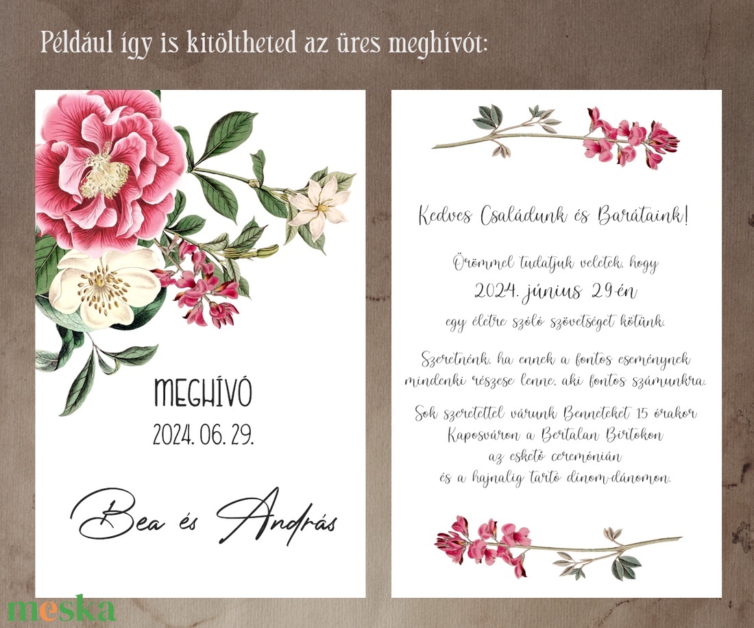 Képeslap kitölthető esküvői meghívó, vintage virágos - esküvő - meghívó & kártya - meghívó - Meska.hu Képeslap kitölthető esküvői meghívó, vintage virágos - esküvő - meghívó & kártya - meghívó - Meska.hu