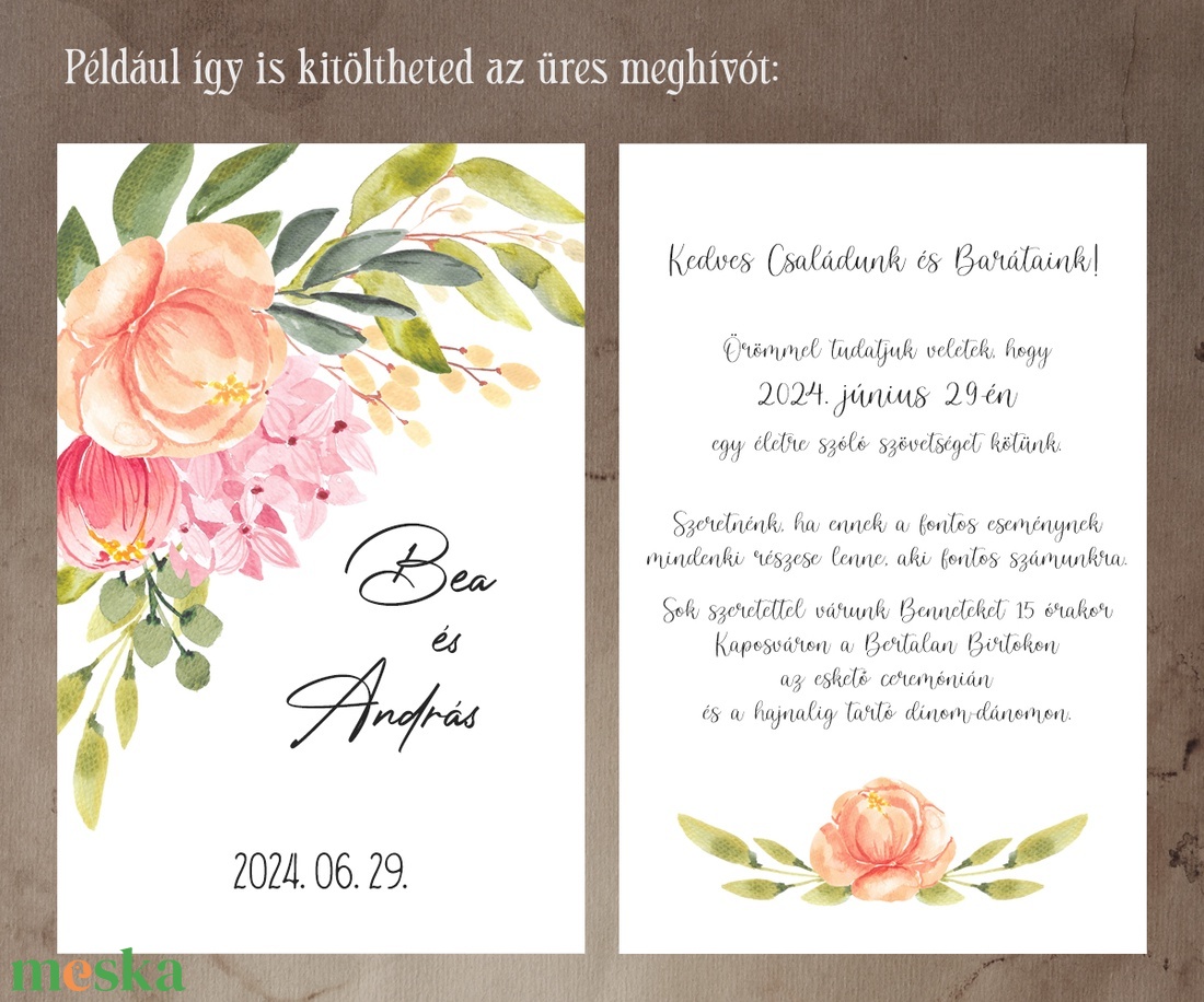 Képeslap kitölthető esküvői meghívó, tarka virágok - esküvő - meghívó & kártya - meghívó - Meska.hu Képeslap kitölthető esküvői meghívó, tarka virágok - esküvő - meghívó & kártya - meghívó - Meska.hu
