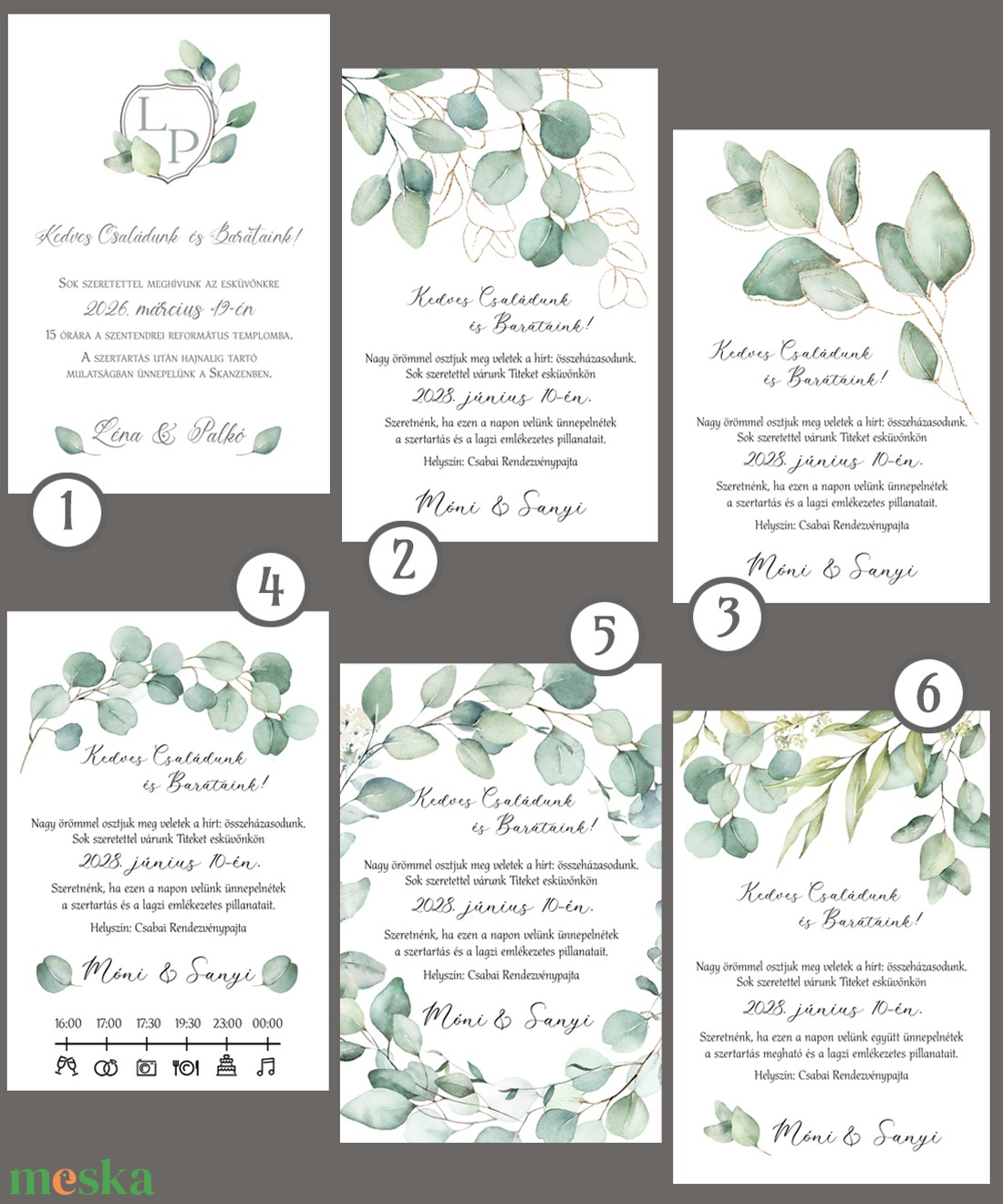 Esküvői meghívó greenery eukaliptusz ággal - esküvő - meghívó & kártya - meghívó - Meska.hu