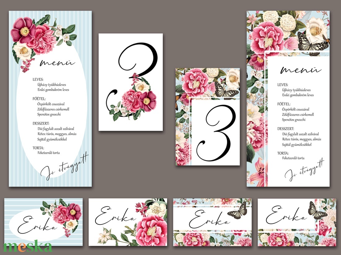 Esküvői meghívó vintage virágokkal - esküvő - meghívó & kártya - meghívó - Meska.hu