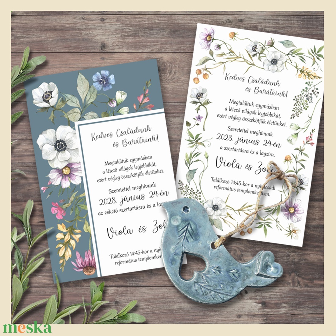 Esküvői meghívó tarka vadvirágokkal - esküvő - meghívó & kártya - meghívó - Meska.hu