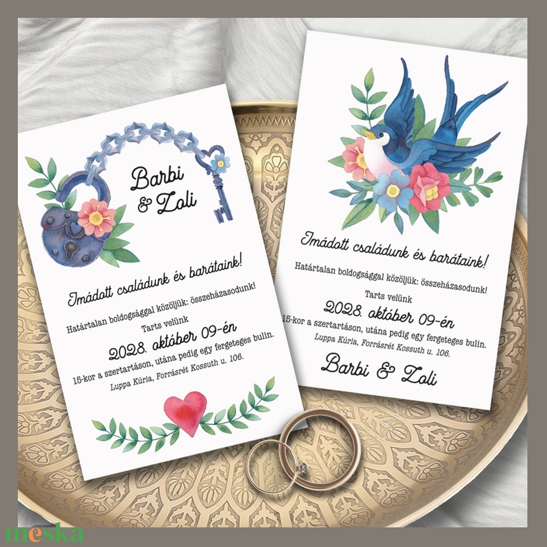 Esküvői meghívó old school tattoo mintákkal - esküvő - meghívó & kártya - meghívó - Meska.hu