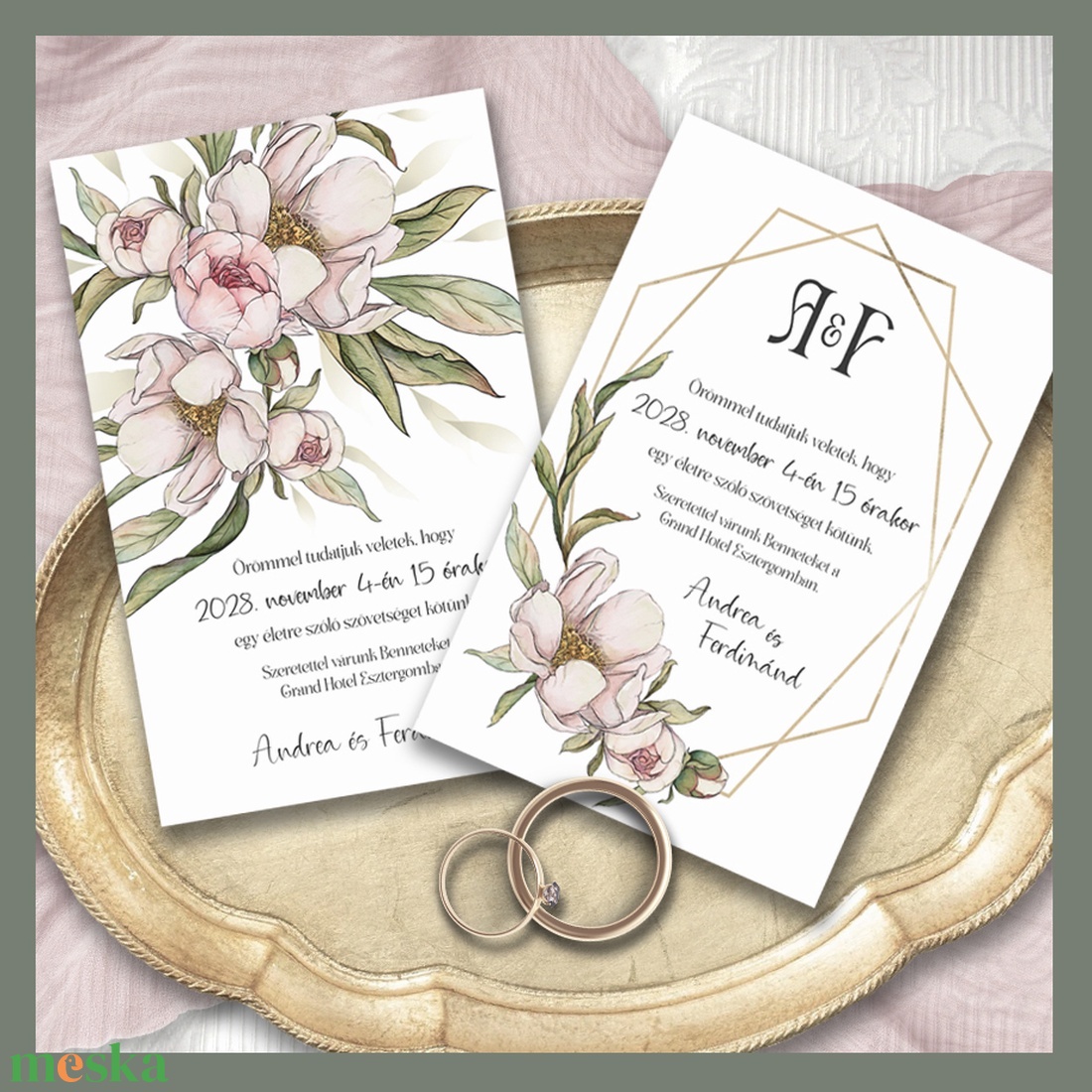 Esküvői meghívó rusztikus virágokkal - esküvő - meghívó & kártya - meghívó - Meska.hu