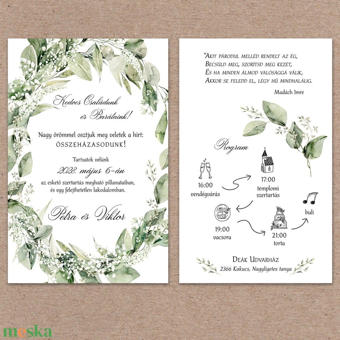 Lézervágott kraft esküvői meghívó - esküvő - meghívó & kártya - meghívó - Meska.hu