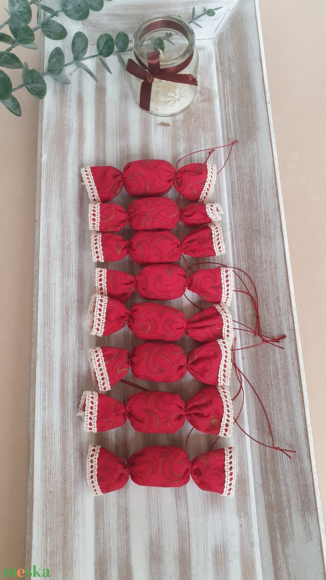 Piros-arany textil szaloncukor 8 db-os szett - karácsony - karácsonyi lakásdekoráció - karácsonyfadíszek - Meska.hu Piros-arany textil szaloncukor 8 db-os szett - karácsony - karácsonyi lakásdekoráció - karácsonyfadíszek - Meska.hu