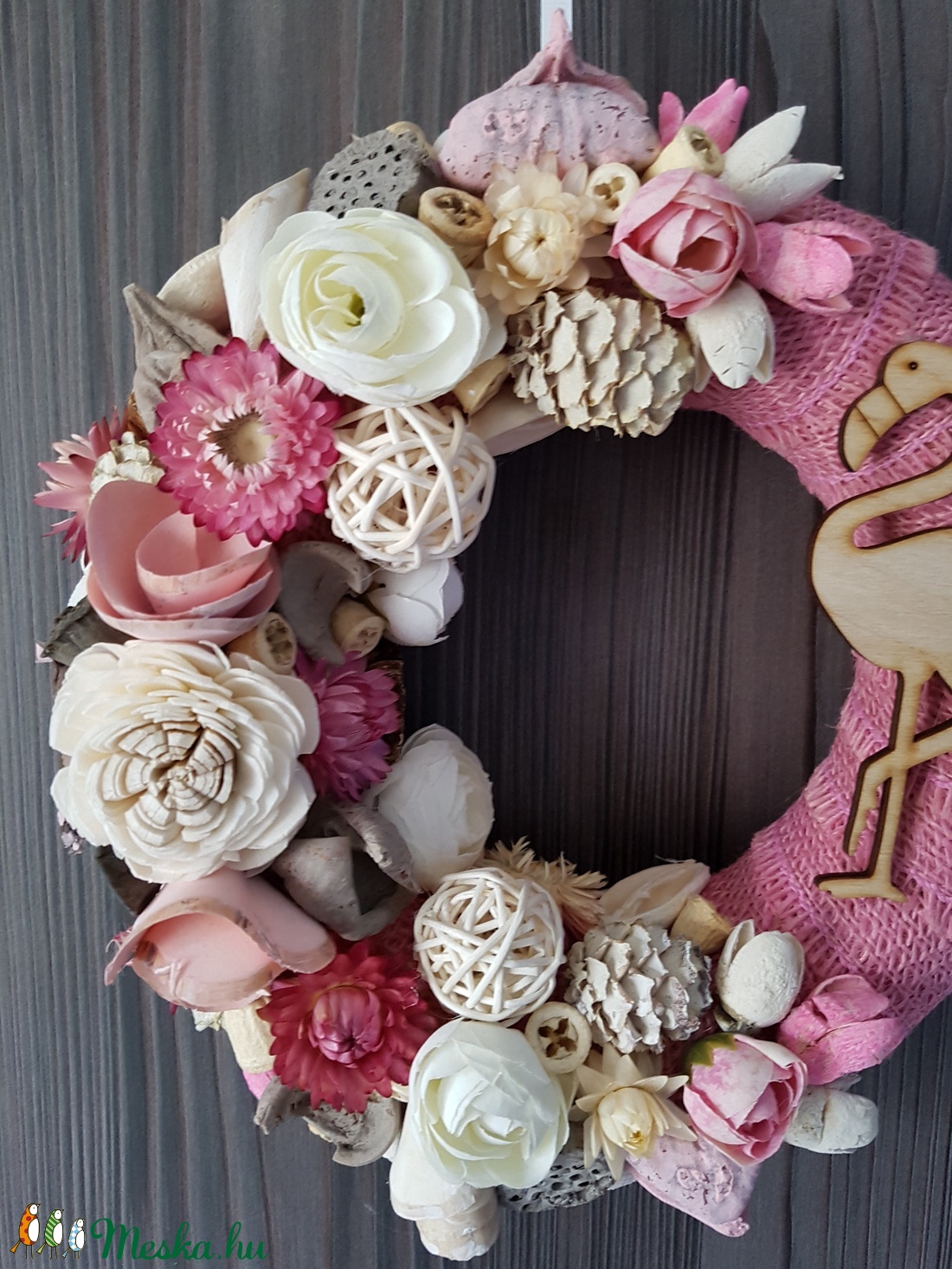 Flamingós vidám nyári kopogató, ajtódísz - otthon & életmód - dekoráció - Meska.hu