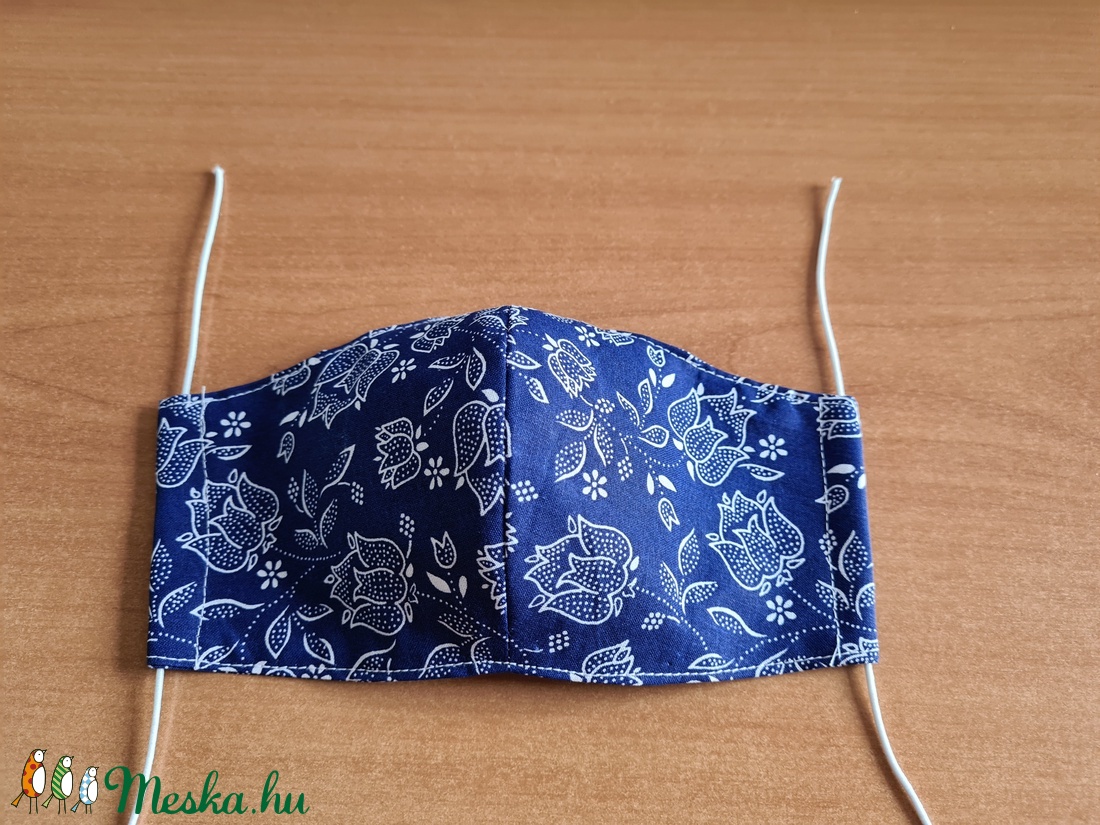 Mosható pamut maszk kékfestő anyagból - női - női - Meska.hu