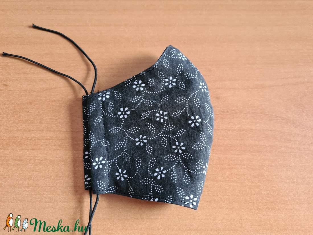 Mosható pamut maszk fekete kékfestő mintás anyagból - női - női - Meska.hu